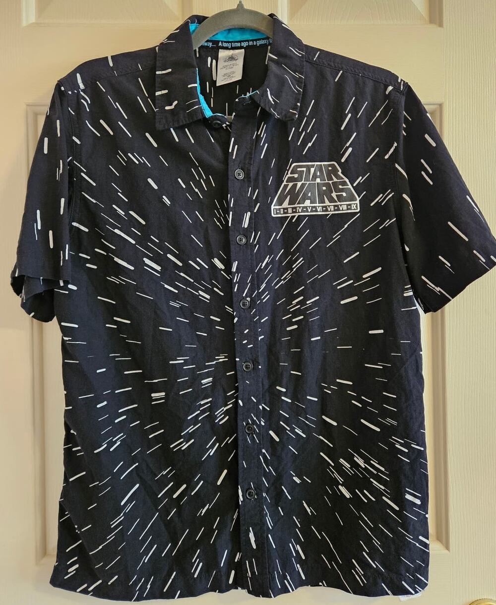 Disney Star Wars Button Down Shirt Adult Small Black & White Short Sleeve